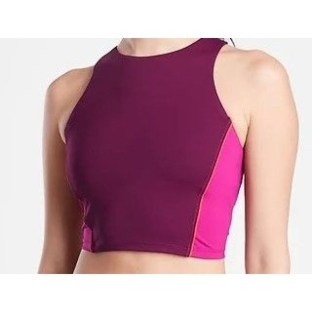 Athleta Colorblock Crop Bikini Top A-C Sz L NWT